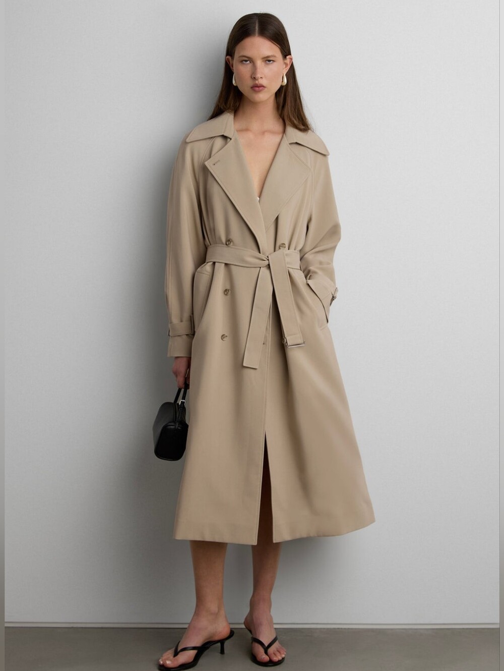 Oak + Fort Oversized Trench Coat XXS Beige NWT